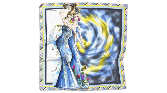 square silk scarf illustrating the Gemini Gal