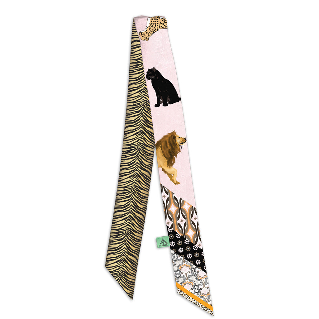 HERMES Twilly Chartreuse Scattered Signature Print Silk Skinny Scarf Neck  Tie