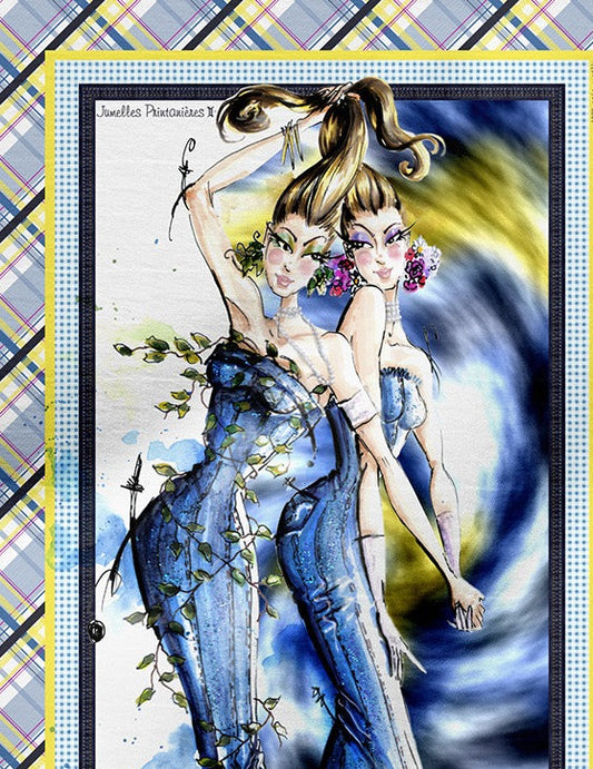 Zoom on the Gemini twins tapestry artwork