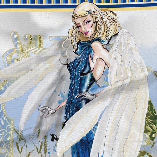 Zoom on the Virgo silk scarf artwork