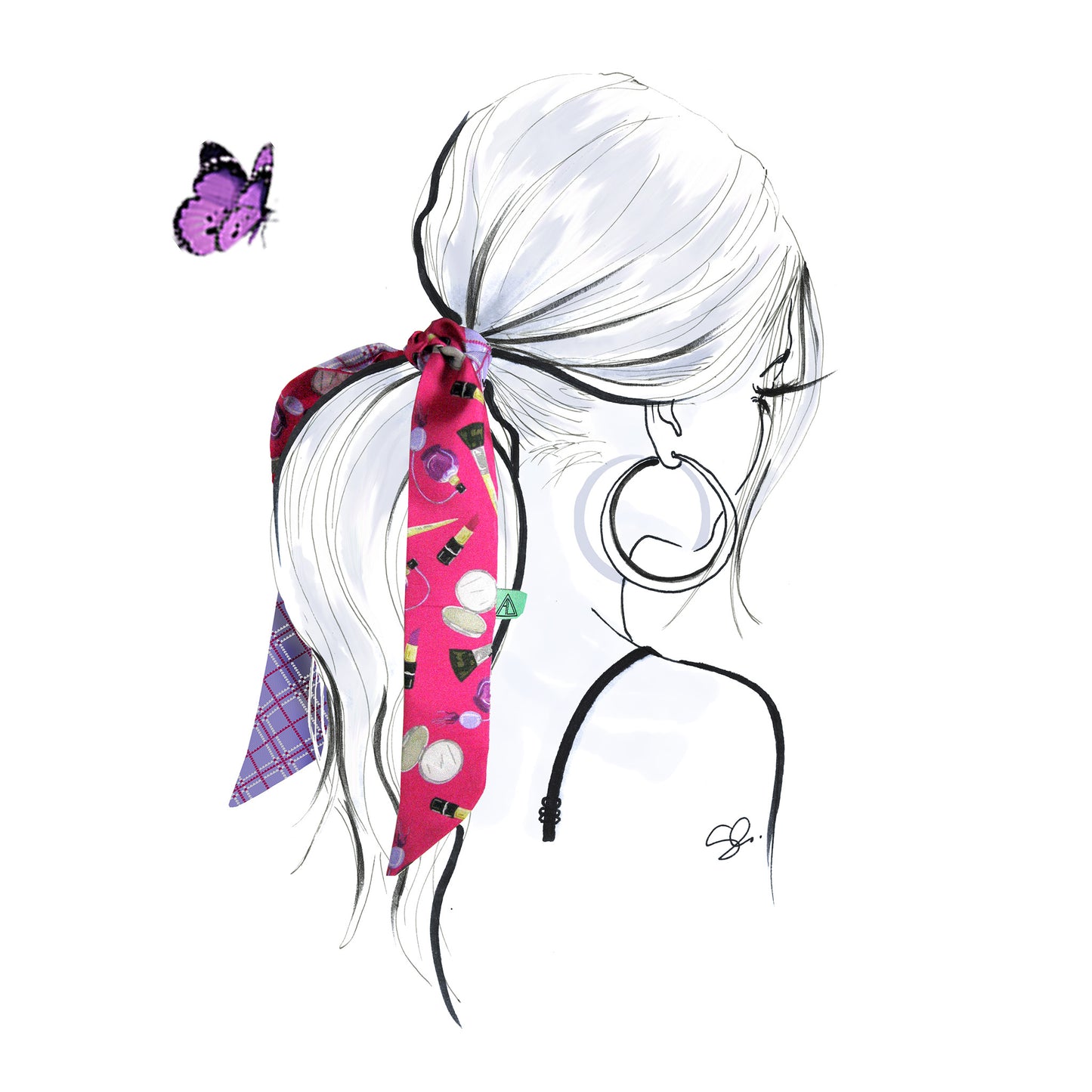 SILK TWILLY  "Poupouning" Hair tie