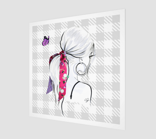 Art print | Wall Art of silk Twilly "Poupouning"