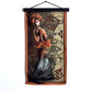 Small Wall art silk tapestry illustrating the Scorpio silhouette in trendy earth tones and equestrian pattern