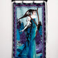 Large Wall art silk tapestry illustrating the Sagittarius silhouette in rich turquoise tones