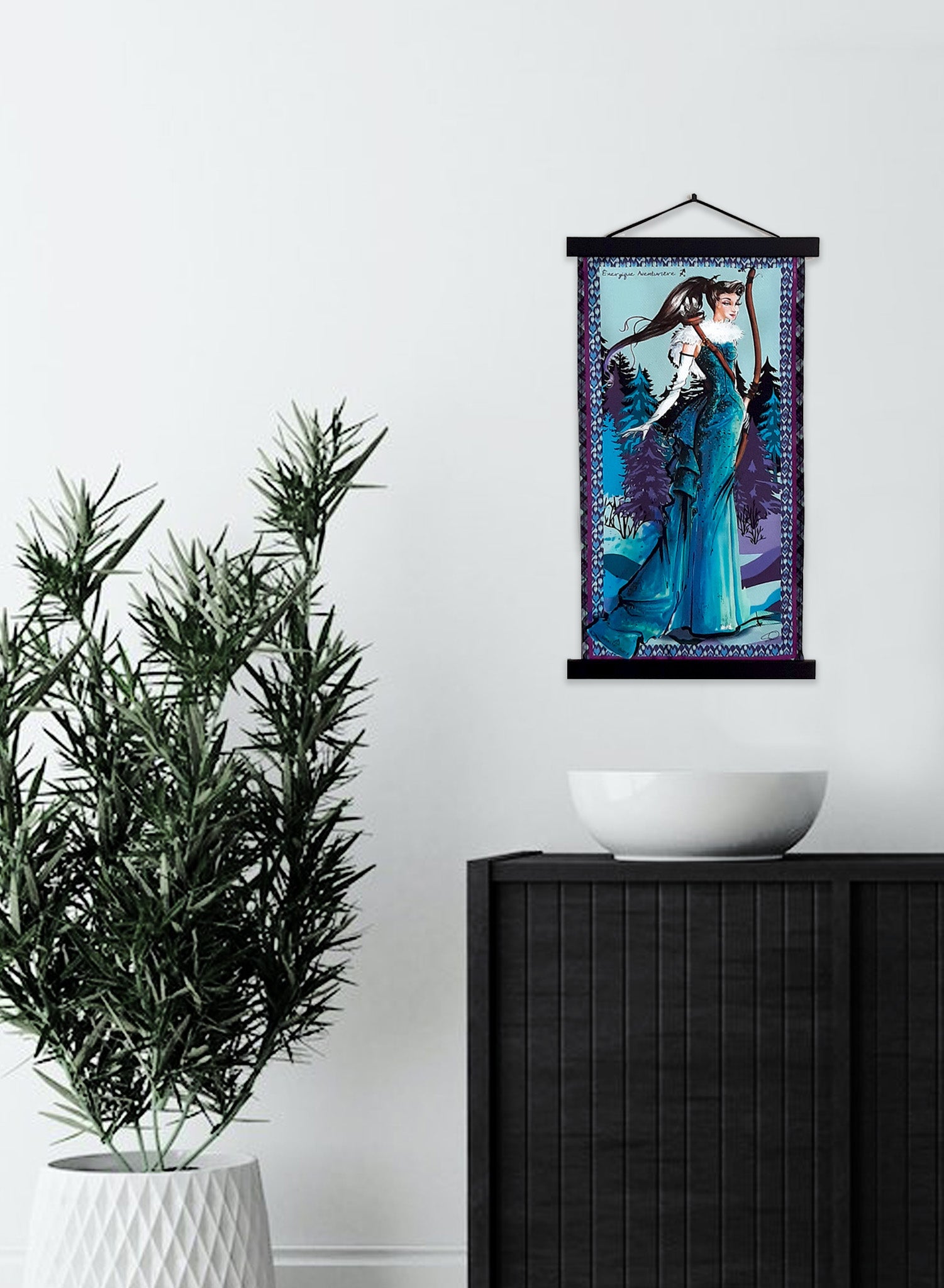 Small Silk wall art shown in a modern home décor