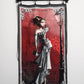 art silk tapestry illustrating Aries silhouette in black, red and white