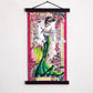 Small Wall art silk tapestry illustrating the Taurus silhouette in bold pink and green colors including