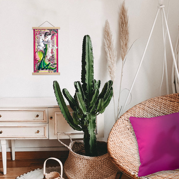 Smaller Taurus Silk wall art shown in a boho style home décor