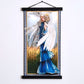 small silk tapestry illustrating the Virgo sign silhouette in sapphire blue tones