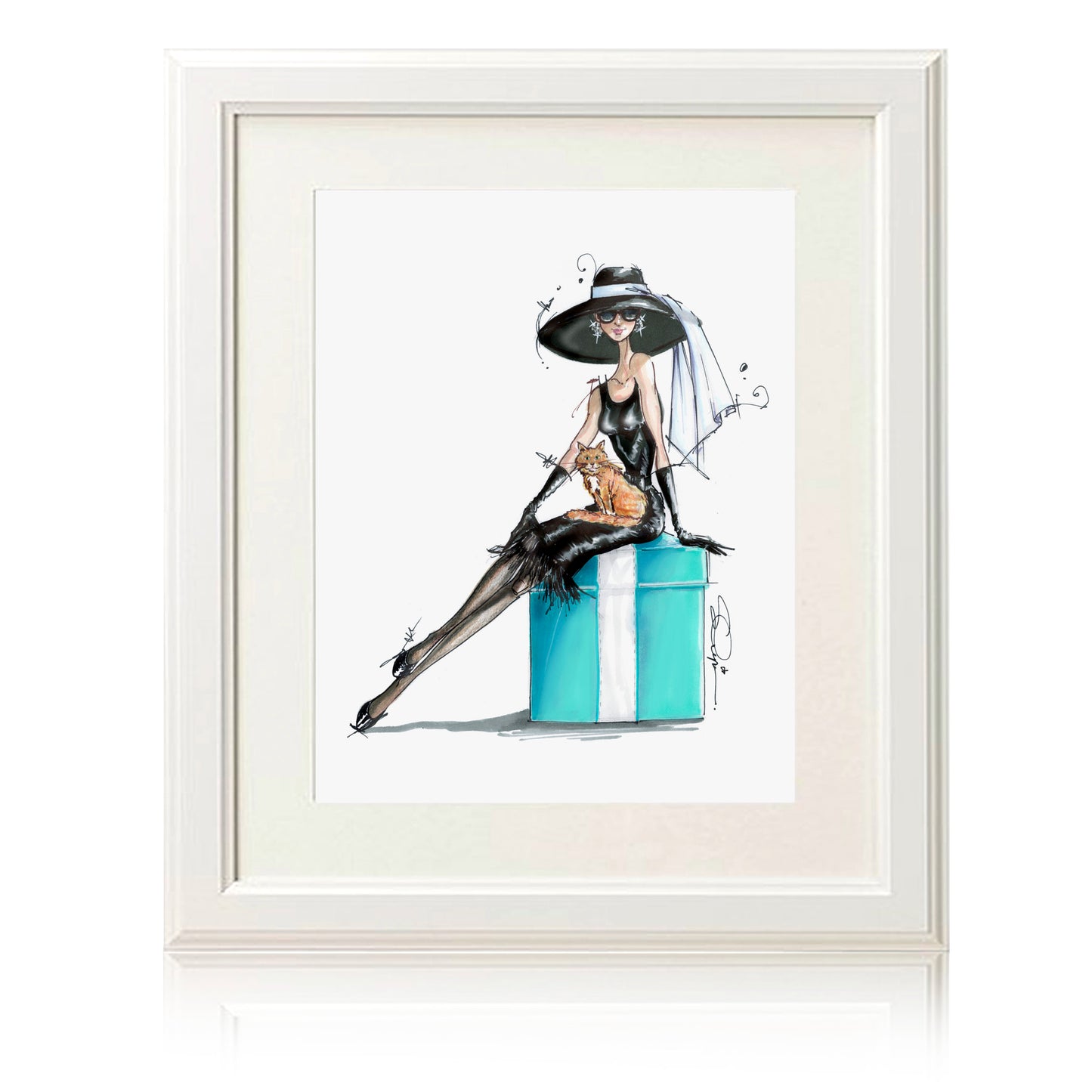 Art Print | Wall Art | Audrey cocktail dress and cat