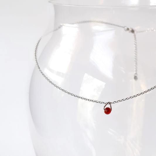 Collier Minimaliste à pierre semi-précieuse | Agate Rouge | Capricorne