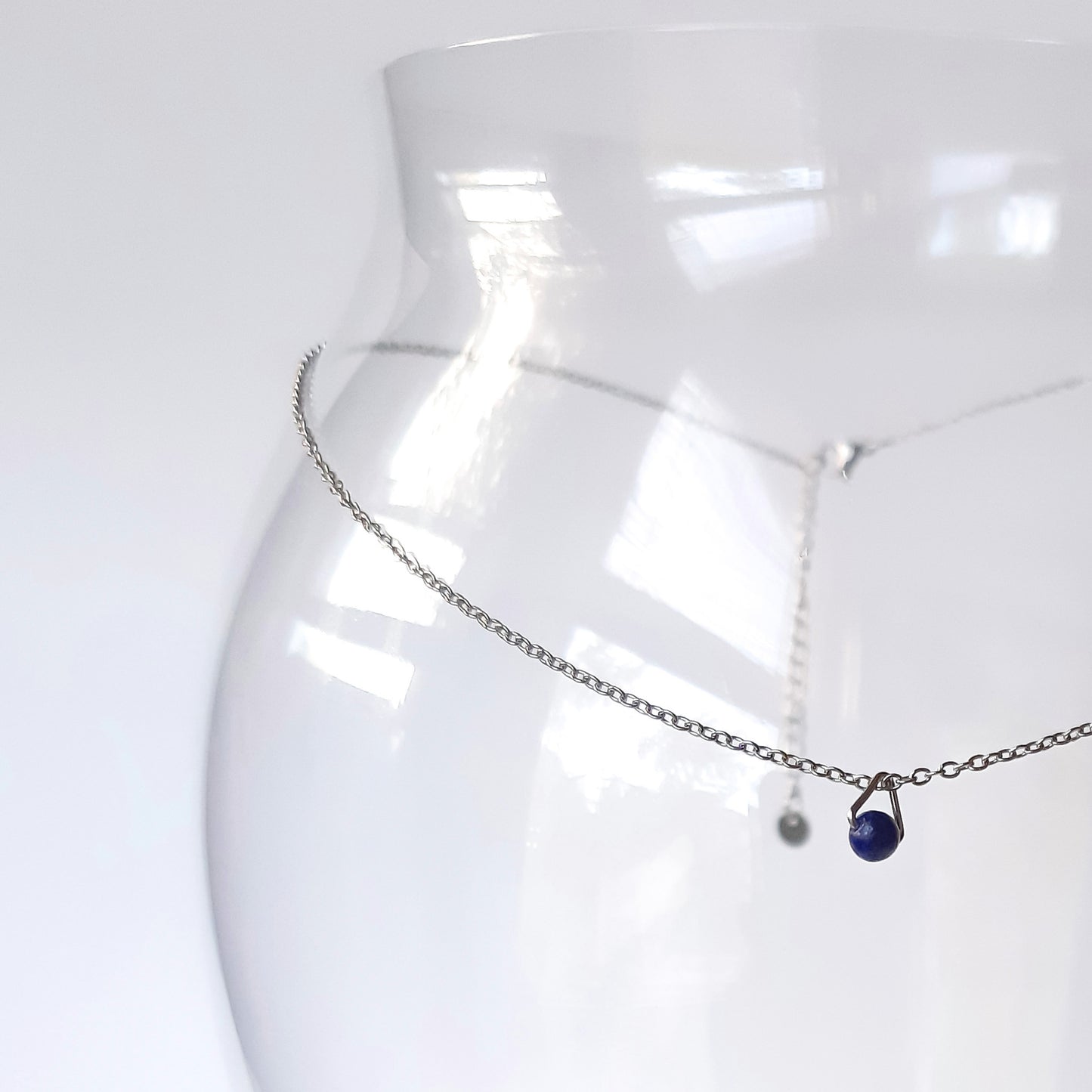 Collier Minimaliste à pierre semi-précieuse | Lapis Lazuli | Vierge