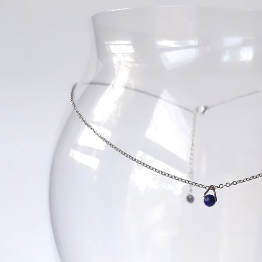 Collier Minimaliste à pierre semi-précieuse | Lapis Lazuli | Vierge