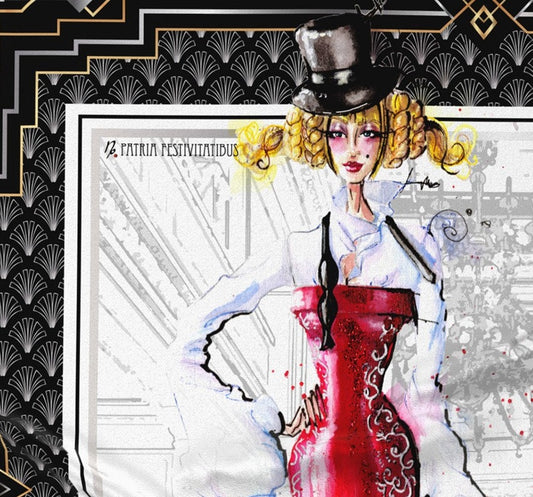 Zoom on the Capricorn silk scarf artwork
