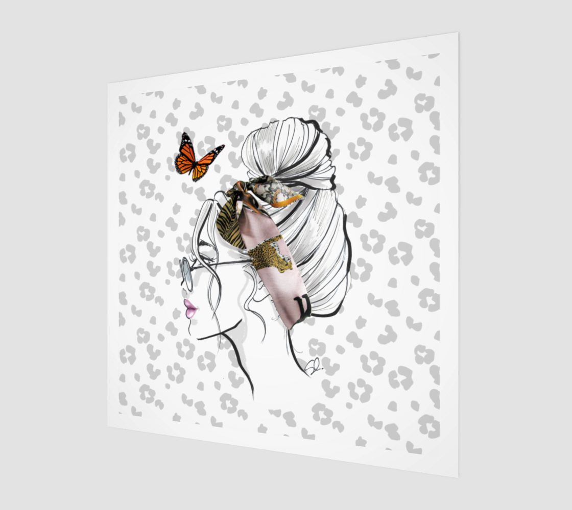 Art print | Wall art of silk Twilly “Grrr Animal print”