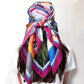 bold colors Silk scarf back view headscarf