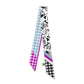 100% silk twilly black and white swirly hair tie